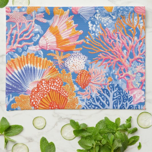 Rustic Coastal - Zeeschelpen, Zeesterren, Reef (19 Theedoek (Gevouwen)