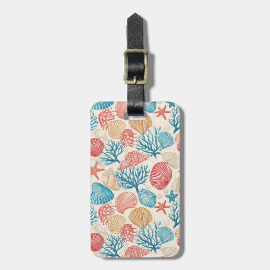 Rustic Coastal - Zeeschelpen, Zeesterren, Rif (7) Bagagelabel (Voorkant verticaal)
