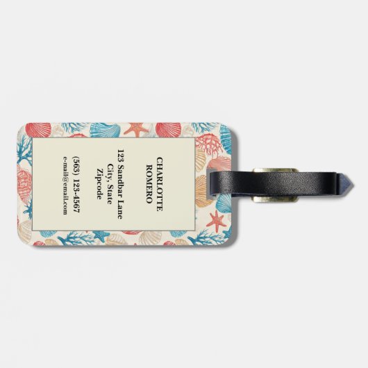 Rustic Coastal - Zeeschelpen, Zeesterren, Rif (7) Bagagelabel (Achterkant horizontaal)