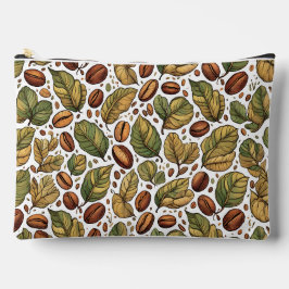 Rustic Coffee Bean & Leaf Pattern Print Cut Sew Ba Etui