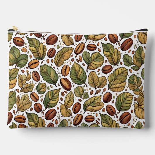 Rustic Coffee Bean & Leaf Pattern Print Cut Sew Ba Etui (Voorkant)