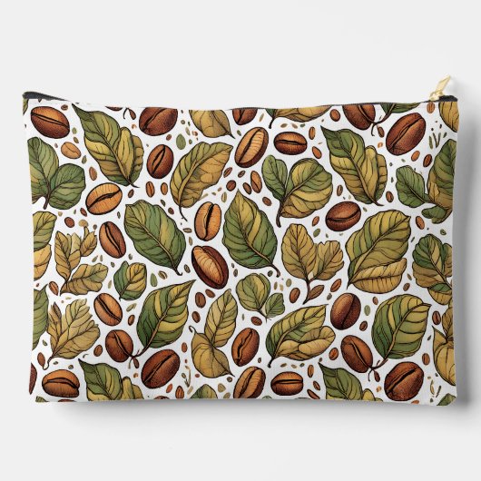Rustic Coffee Bean & Leaf Pattern Print Cut Sew Ba Etui (Achterkant)