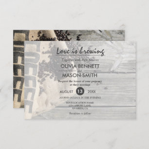 Rustic Coffee Bean-Love brasse une carte Mariage