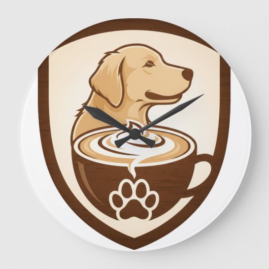 Rustic Coffee & Golden Retriever Shield Logo - Cof Grote Klok (Voorkant)