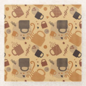 Rustic Coffee Love - Mok en hartpatroon Glazen Onderzetter (Voorkant)