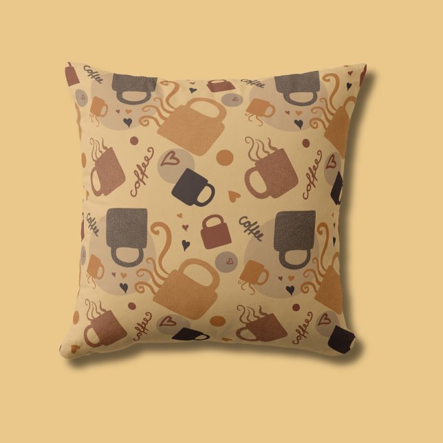 Rustic Coffee Love - Mok en hartpatroon Kussen (Creator heeft geüpload)