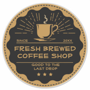 Rustic Coffee Shop Cup Business Front aanpassen Sticker
