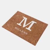 Rustic Coir Familienaam Monogram Initiaal Deurmat (Schuin)