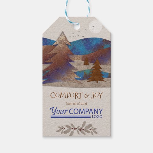 Rustic Company Gift Label, bruin & blauw Logo Cadeaulabel (Voorkant)
