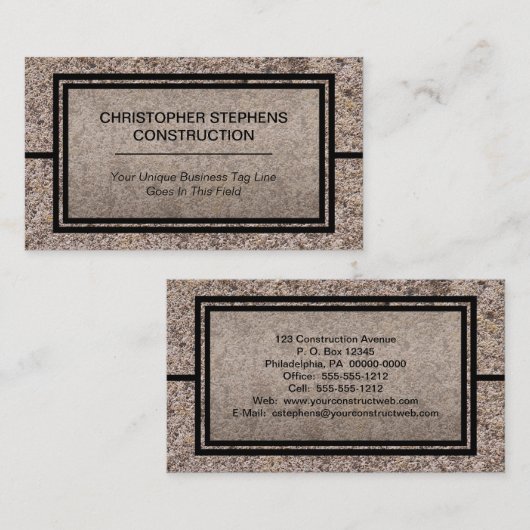 Rustic Concrete constructiebedrijven Visitekaartje (Voorkant / Achterkant)