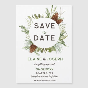 Rustic Conifer Pine cone bruiloft Opslaan Datum