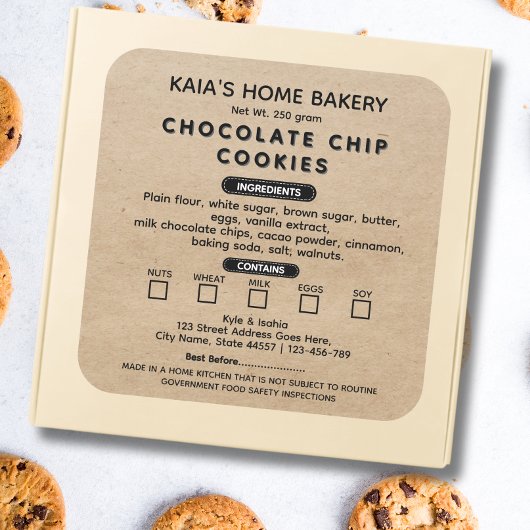 Rustic Cookies Étiquette Boulangerie Emballage