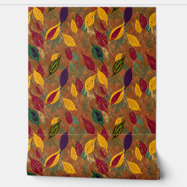 Rustic Copper Autumn Leaves Seamless Pattern  Behang