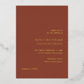 Rustic Copper Editorial Modern Wedding Folie Uitnodiging (Voorkant)