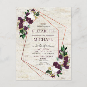 Rustic Copper Geometric Burgundy Briefkaart Weddin