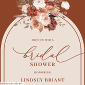 Rustic Copper Pampas Grass Floral Bridal Shower Kaart