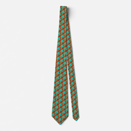 Rustic Copper Red Turquoise Blue Pattern Stropdas (Voorkant)
