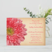 Rustic Coral Gerbera Daisy Wedding Invitation Kaart (Staand voorkant)