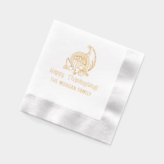 Rustic Cornucopia Bon thanksgiving Nom de famille (Gauche)