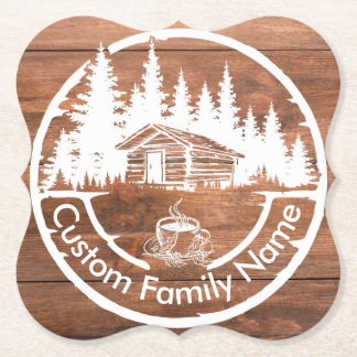Rustic Cottage Cabin Barn | Custom Family Name Kartonnen Onderzetters