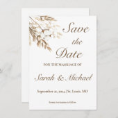 Rustic Cotton Pampas Enregistrer la carte Date (Devant / Derrière)