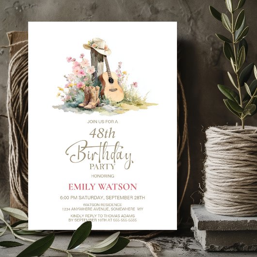 Rustic Country Any Age Birthday Party Kaart
