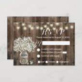 Rustic Country Baby's Breath Jar Barn Wedding RSVP (Voorkant / Achterkant)