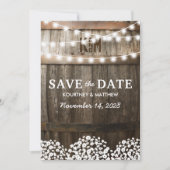 Rustic Country Babys Breath Save the Date Kaart (Voorkant)