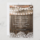 Rustic Country Baby's Breath String Lights Wedding Kaart (Voorkant)