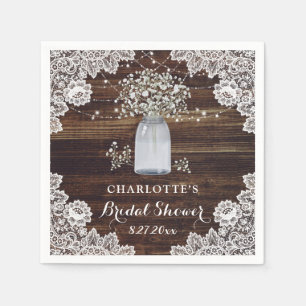 Rustic Country Baby's Breath Wood Vrijgezellenfees Servet