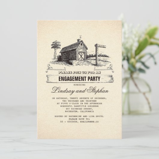 Rustic Country Barn Engagement Invitations de la p (Debout devant)