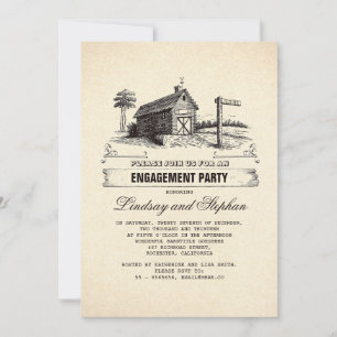 Rustic Country Barn Engagement Invitations de la p