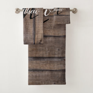Rustic Country Barn Farmhouse Monogramme Name Bad Handdoek