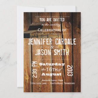 Rustic Country Barn Hoefijzer Wedding Invitations Kaart