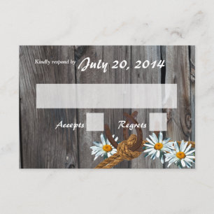 Rustic Country Barn Wood en Daisies Reactie RSVP Kaartje