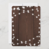 Rustic country barn wood string lights wedding kaart (Achterkant)