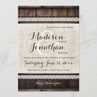 Rustic Country Barn Wood Wedding Invitations Kaart