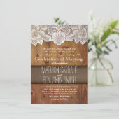 Rustic Country Barn Wood Wedding Invitations Kaart (Staand voorkant)