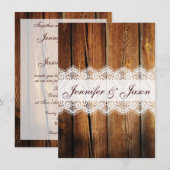 Rustic Country Barn Wood Wedding Invitations Kaart (Voorkant / Achterkant)