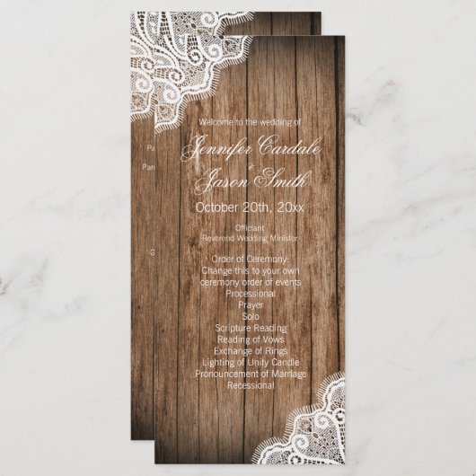 Rustic Country Barn Wood Wedding Programs Programma (Voorkant / Achterkant)