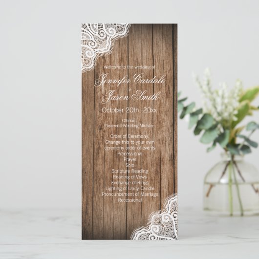 Rustic Country Barn Wood Wedding Programs Programma (Staand voorkant)