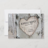 Rustic Country Birch Birch Tree Mariage RSVP (Devant)