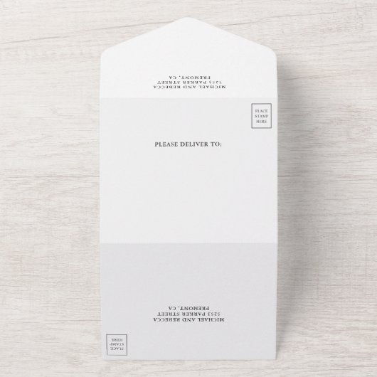 Rustic Country Birch Trees Wedding All In One Uitnodiging (Buitenkant)