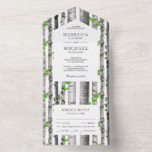 Rustic Country Birch Trees Wedding All In One Uitnodiging (Binnen)