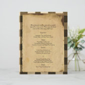 Rustic Country Black Sepia Checks Menu Mariage (Debout devant)