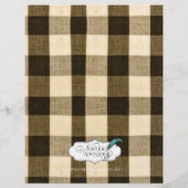 Rustic Country Black Sepia Checks Menu Mariage (Dos)