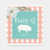 Rustic Country Bloemen en Varken Gingham Baby's Servet (Voorkant)