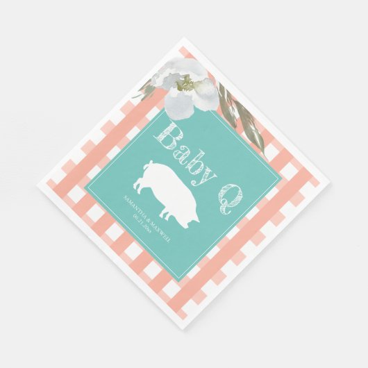 Rustic Country Bloemen en Varken Gingham Baby's Servet (Hoek)