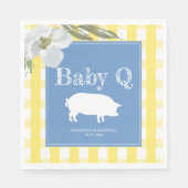 Rustic Country Bloemen en Varken Gingham Baby's Servet (Voorkant)