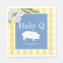 Rustic Country Bloemen en Varken Gingham Baby's Servet